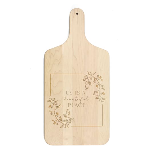 8" x 17" Us Beautiful Place Maple Paddle Cutting Board